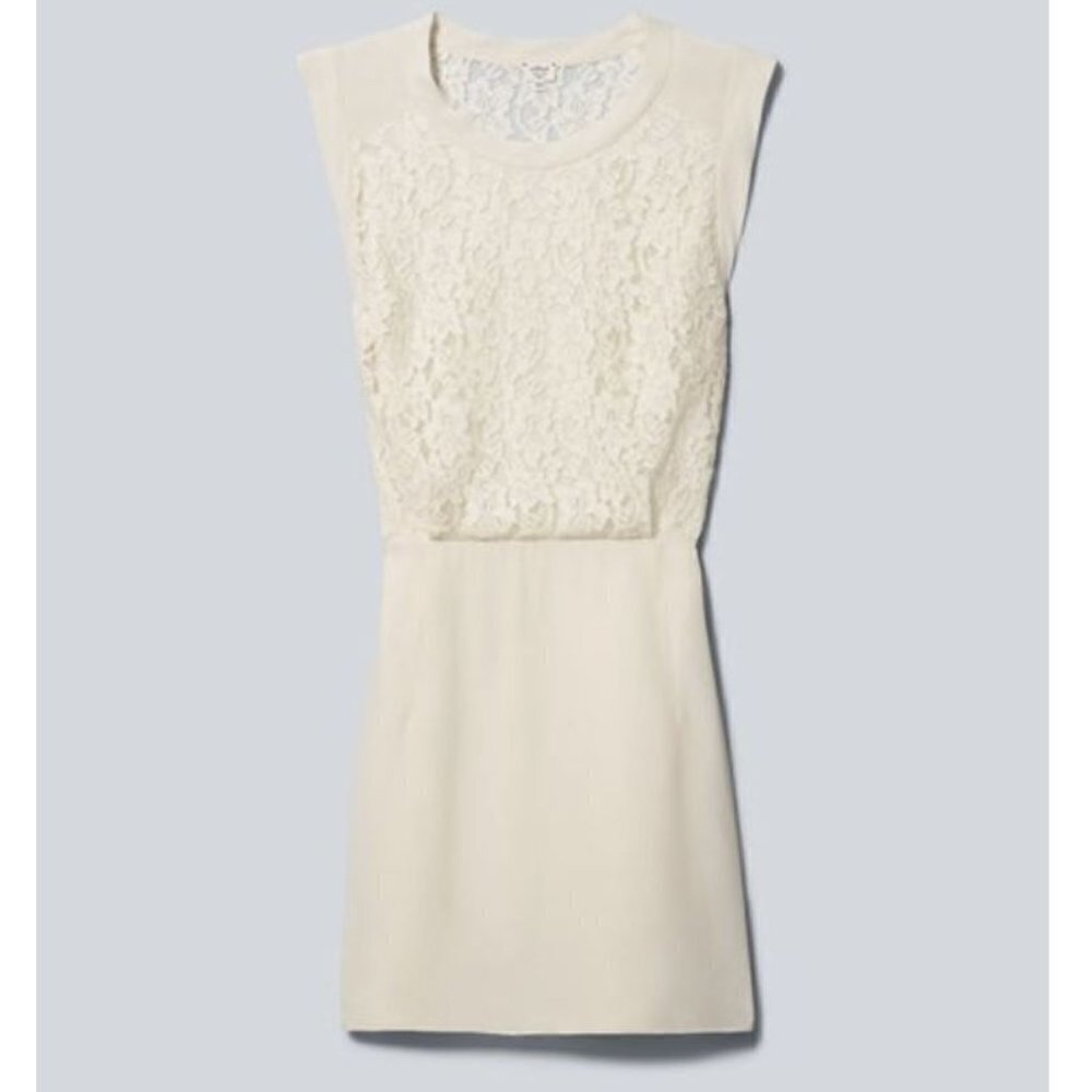 NEW Aritzia Wilfred Sablons 100% Silk Floral Lace Ivory Dress Size 6